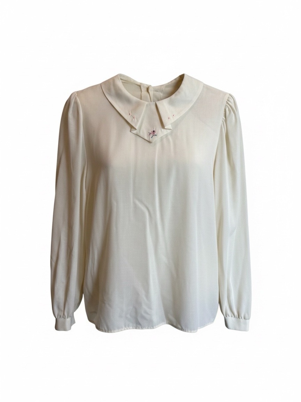 Vintage Luisa Embroidered Peter Pan Blouse w/ Back Buttons (Sz 10)